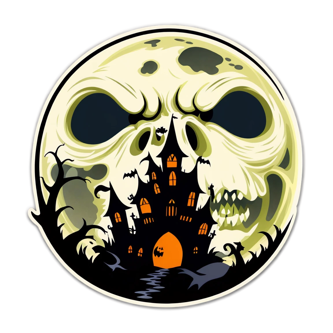 Spooky full moon, spooky sticker