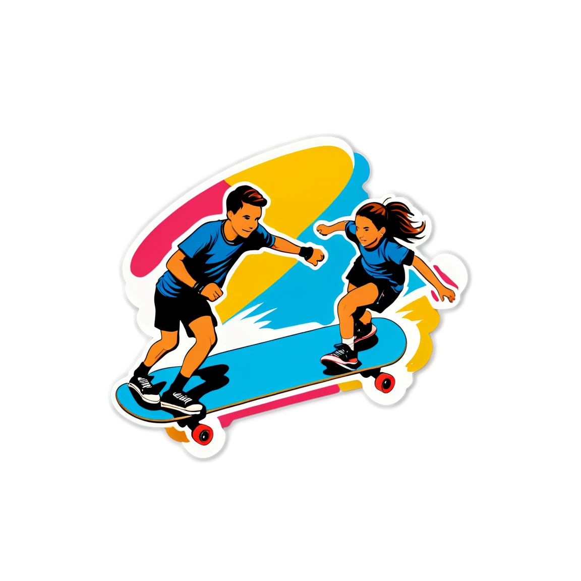 Sports sticker on a skateboard