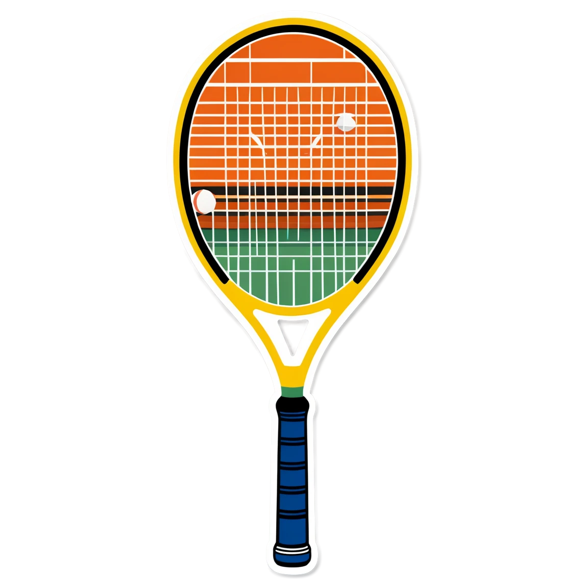 Sports sticker with a tennis racket