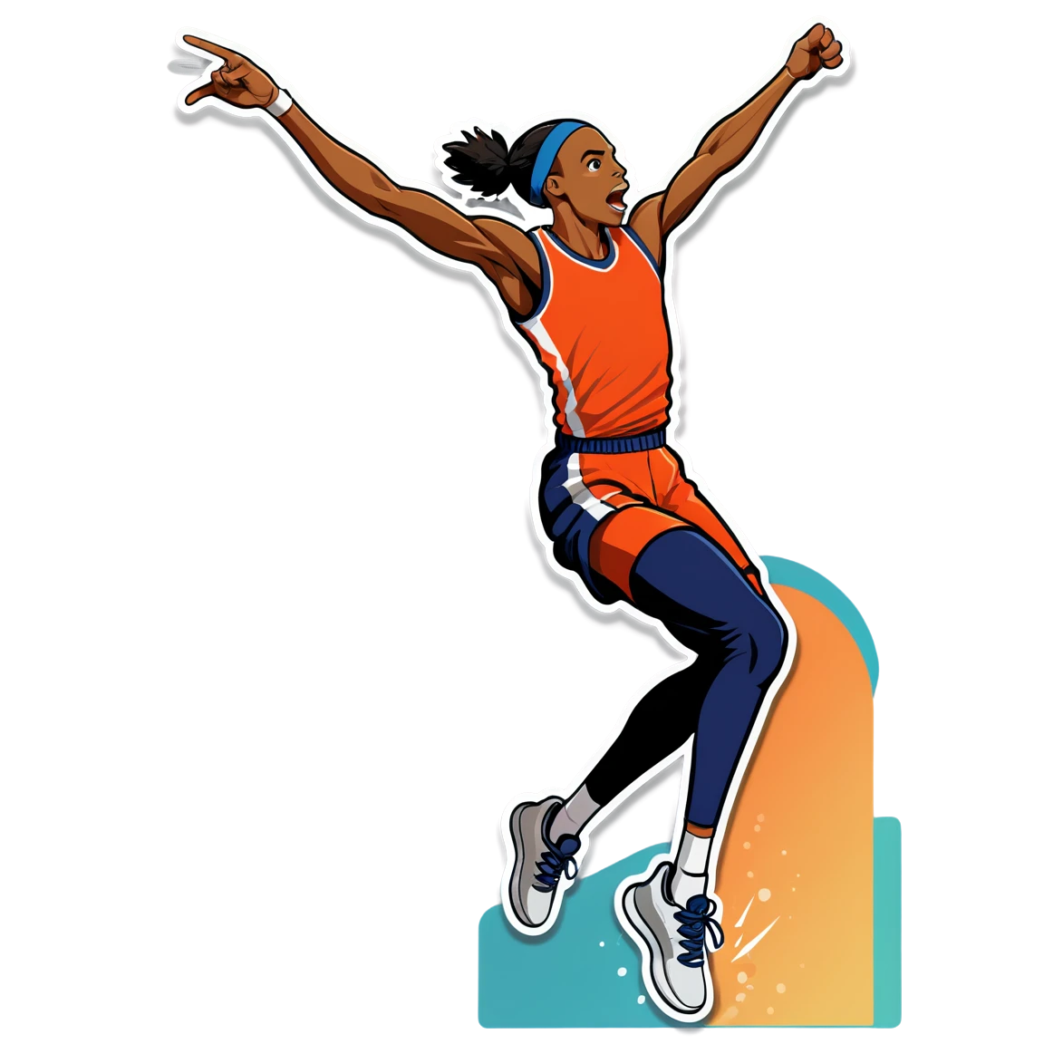 Sports sticker doing a high jump