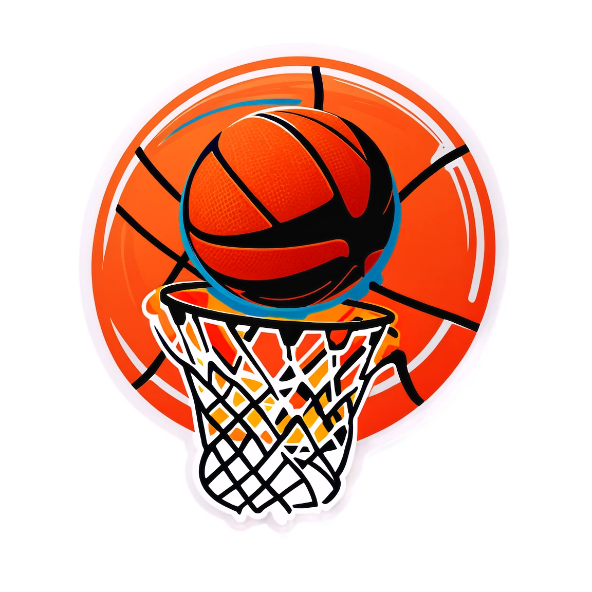 Sports sticker with a basketball