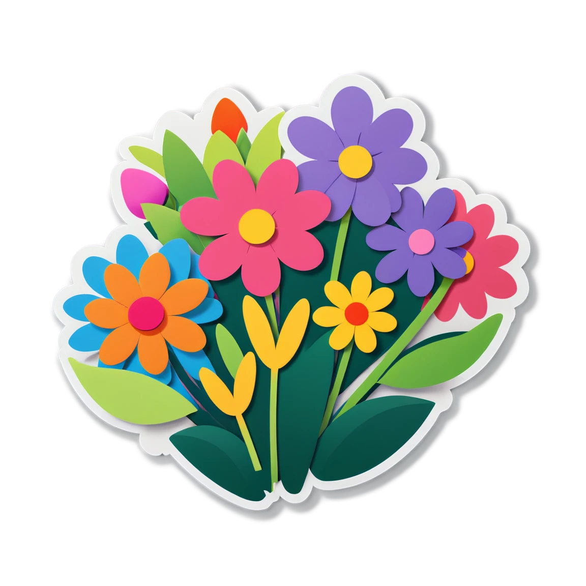 Spring sticker with flowers