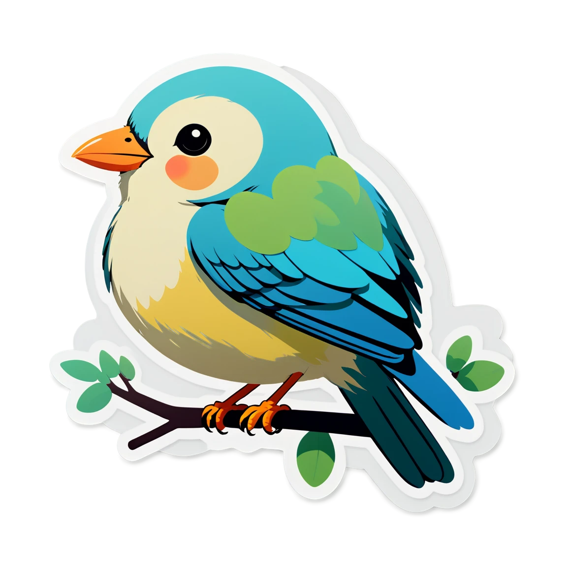 Spring sticker with a bird