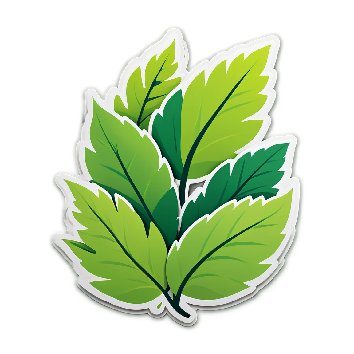 Spring sticker with green leaves