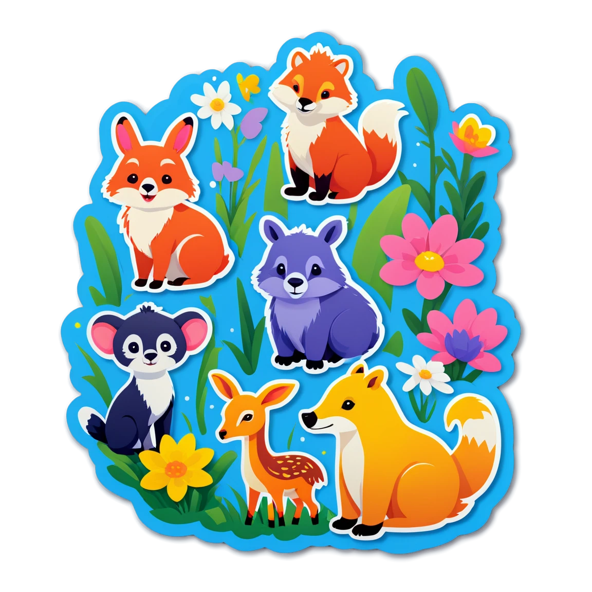 Spring sticker featuring animals