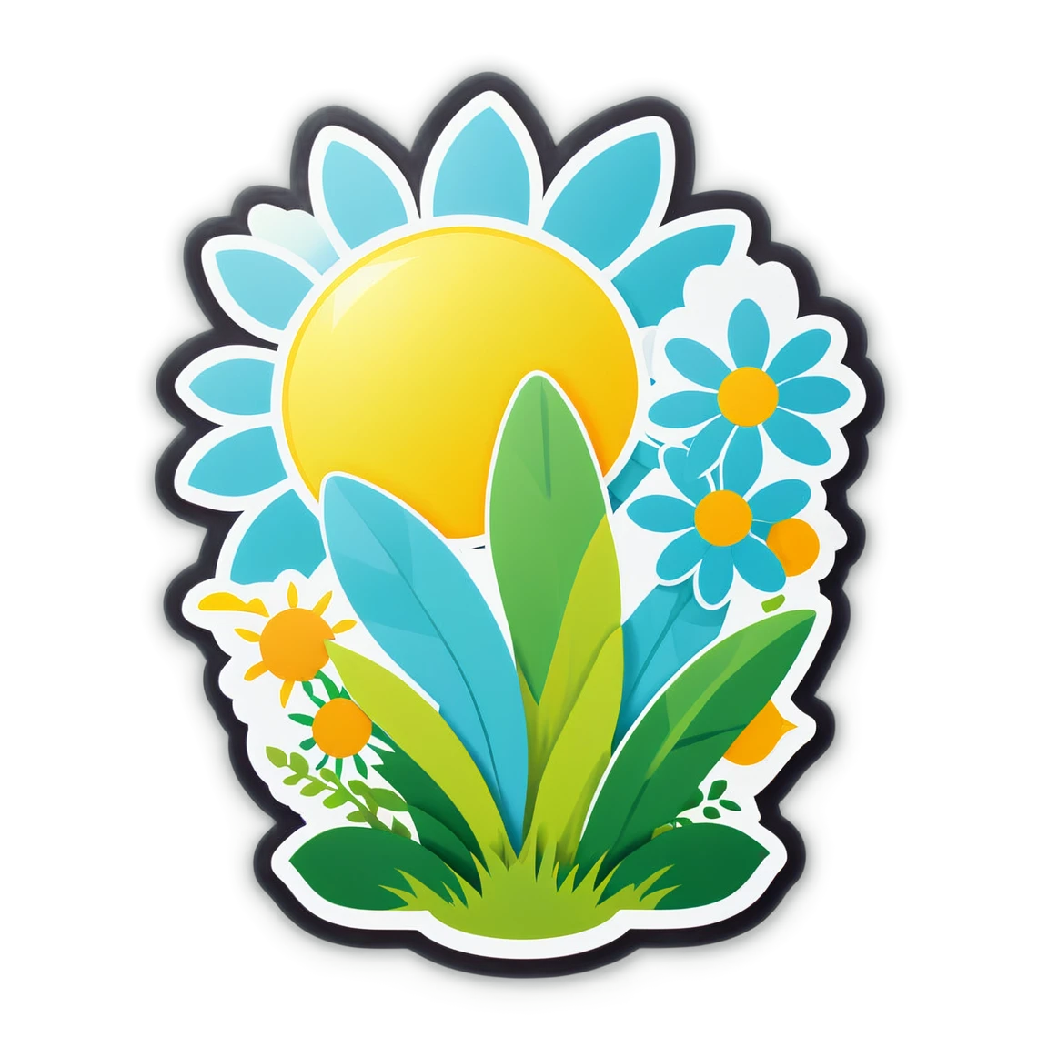 Spring sticker with a sunshine