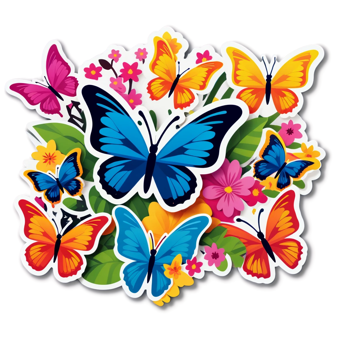 Spring sticker with butterflies