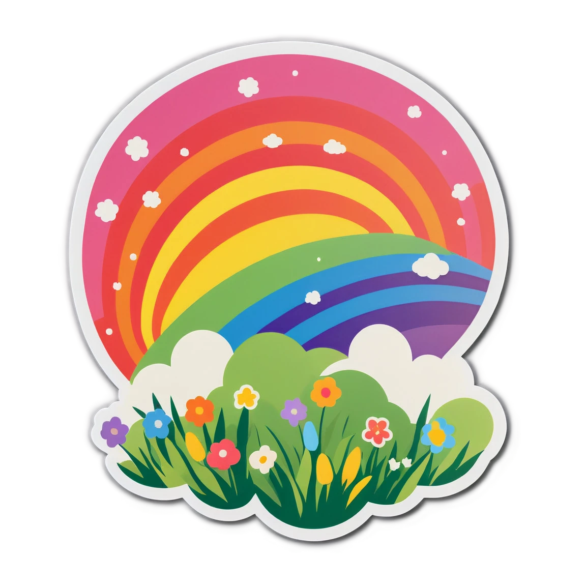 Spring sticker with a rainbow