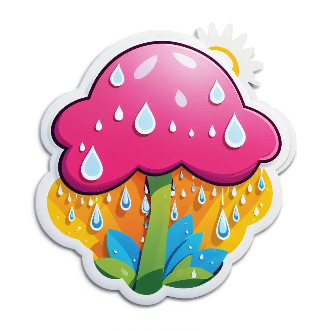 Spring sticker with raindrops