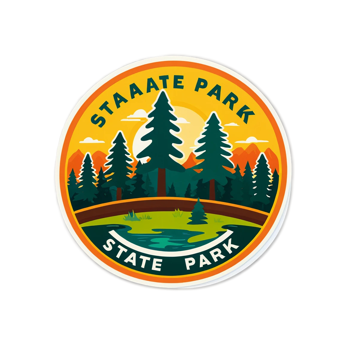 State park sticker with a forest