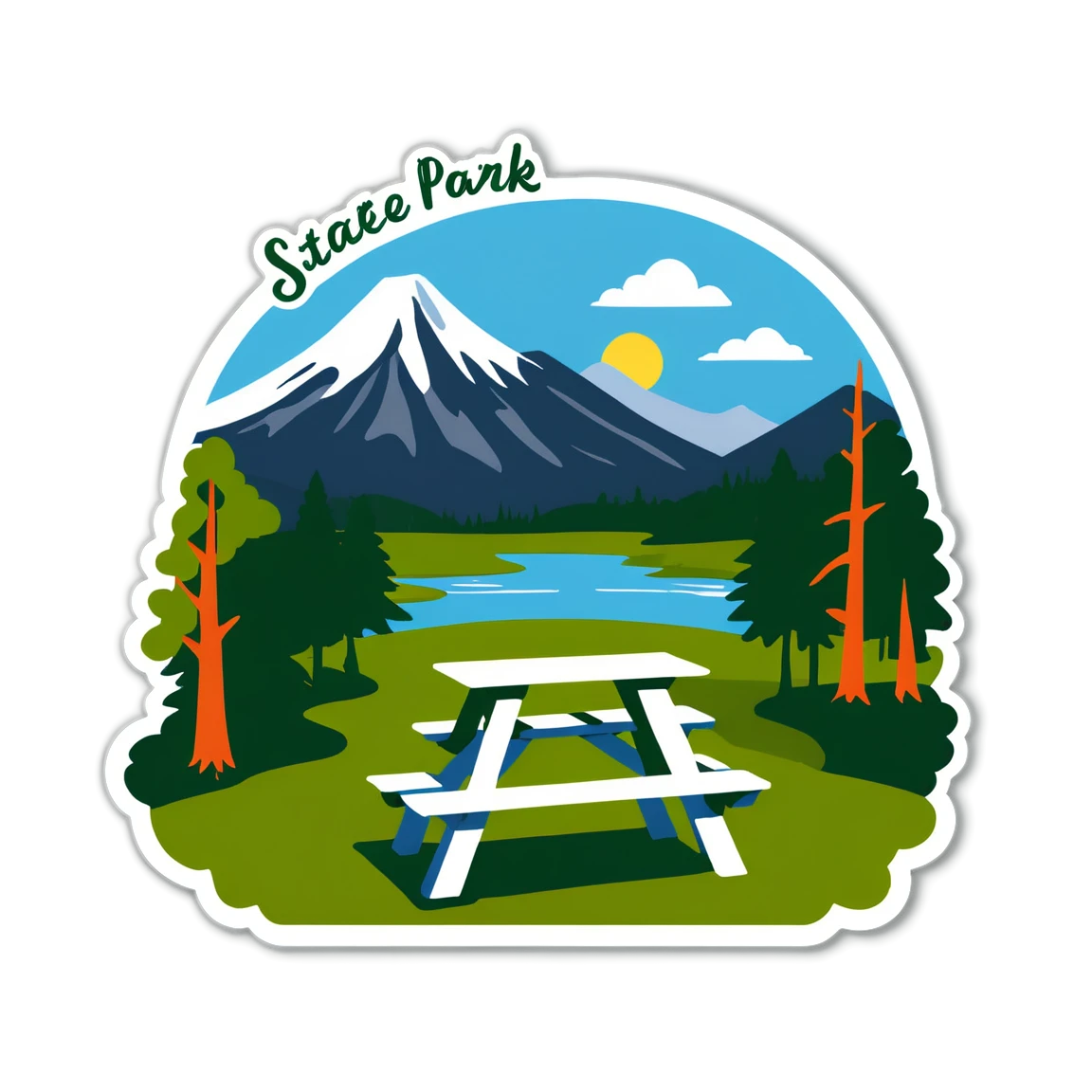 State park sticker with picnic area