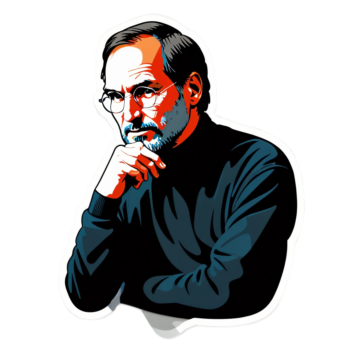 Steve Jobs thinking, tech visionary sticker, Steve Jobs sticker