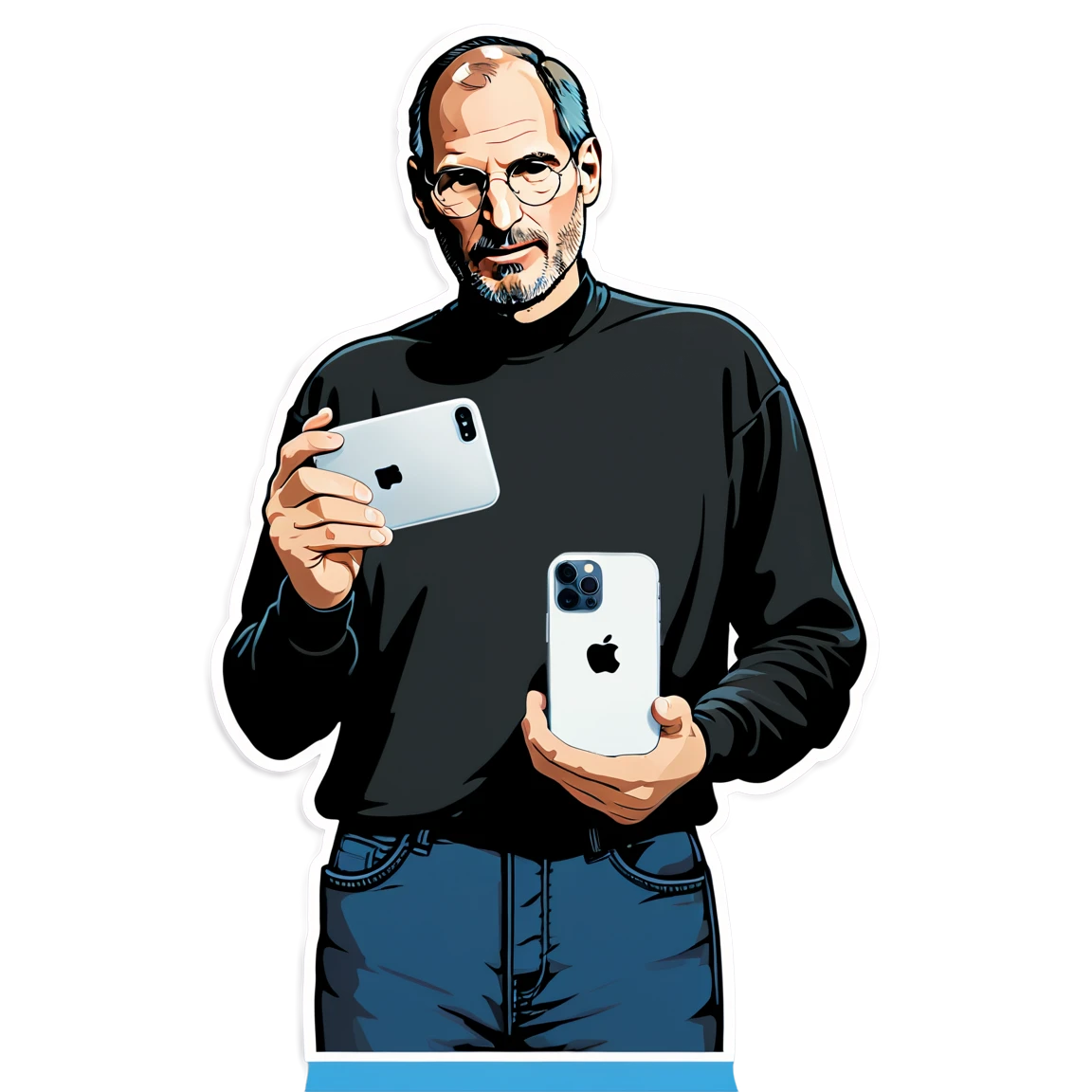 Steve Jobs holding an iPhone, tech visionary sticker, Steve Jobs sticker