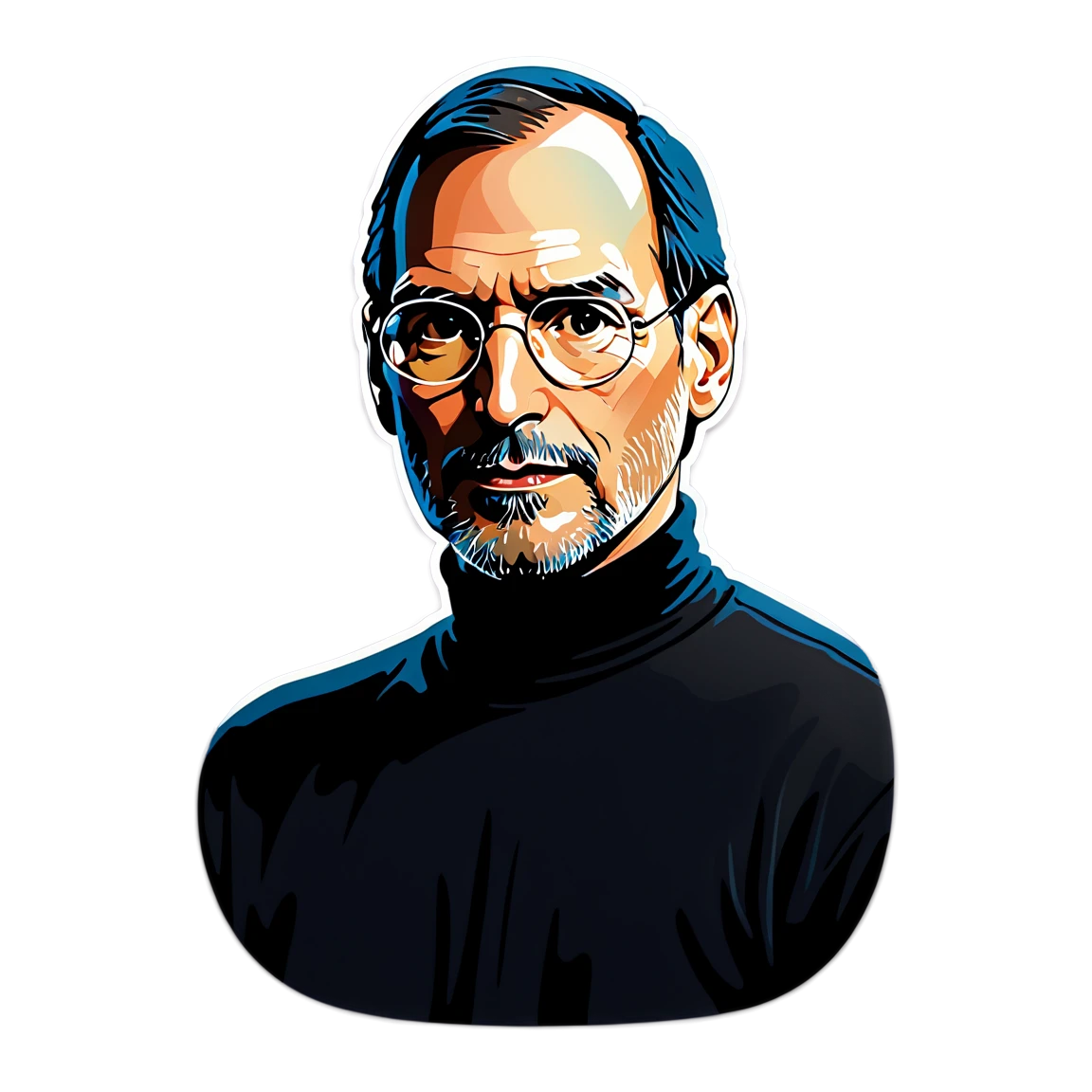 Steve Jobs wearing black turtleneck, tech visionary sticker, Steve Jobs sticker