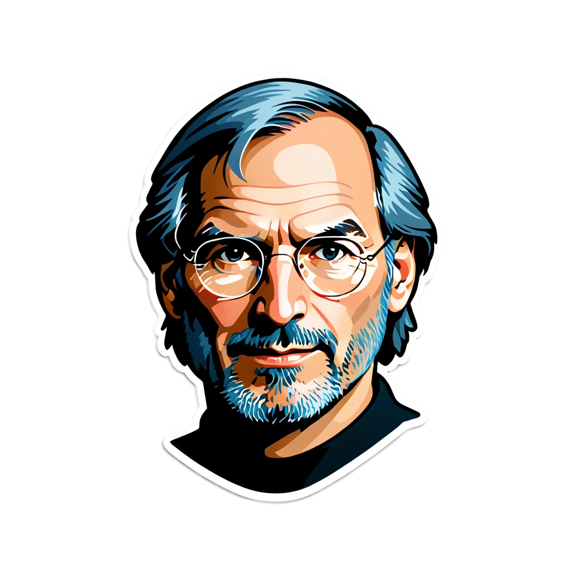 Steve Jobs with gray hair, tech visionary sticker, Steve Jobs sticker