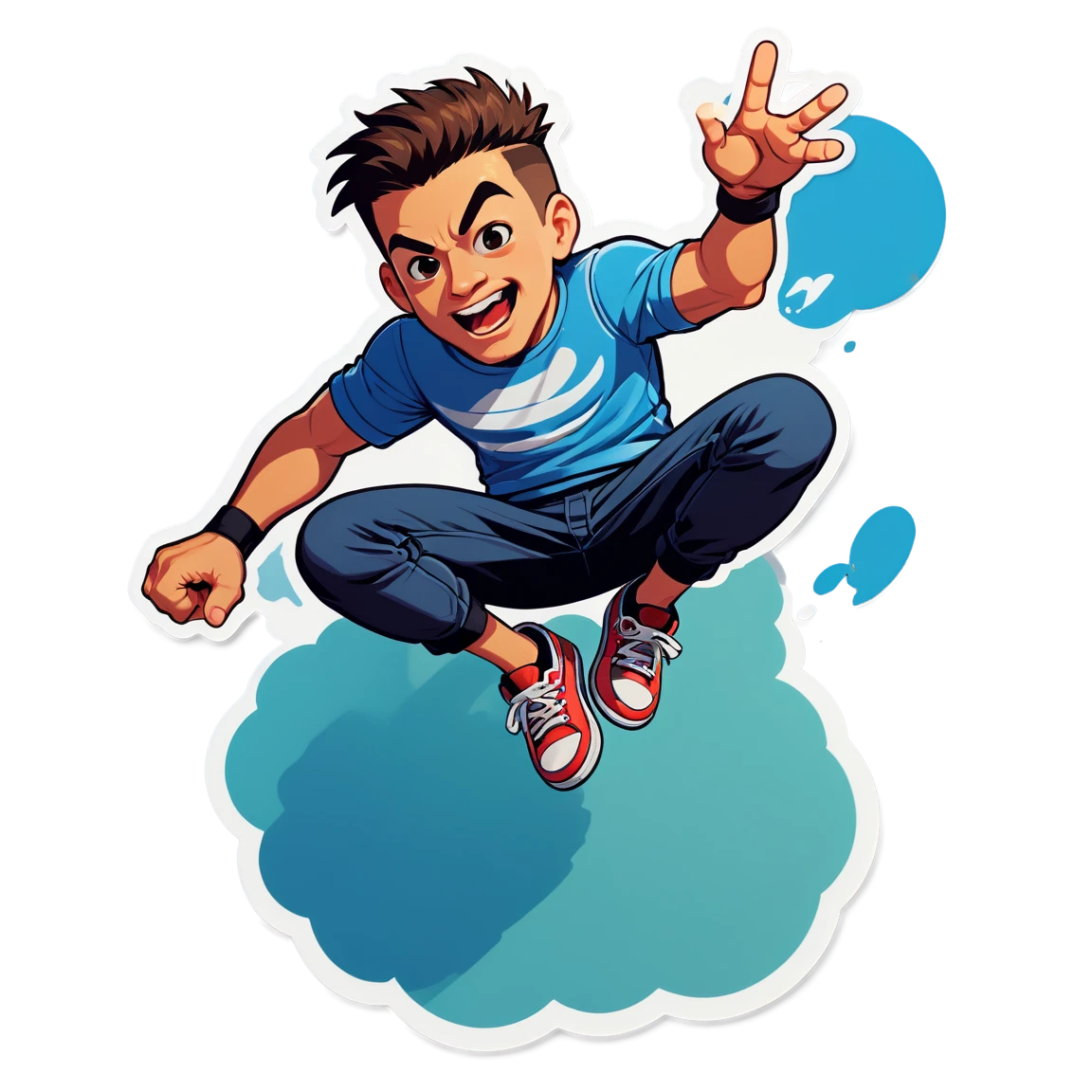 Stomp sticker in mid-air pose