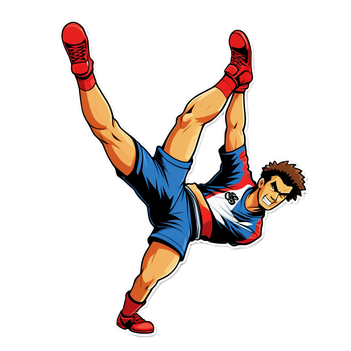 Stomp sticker doing a high kick