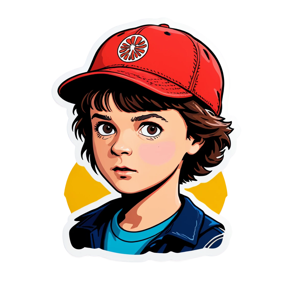 Stranger Things sticker wearing cap, Stranger Things sticker