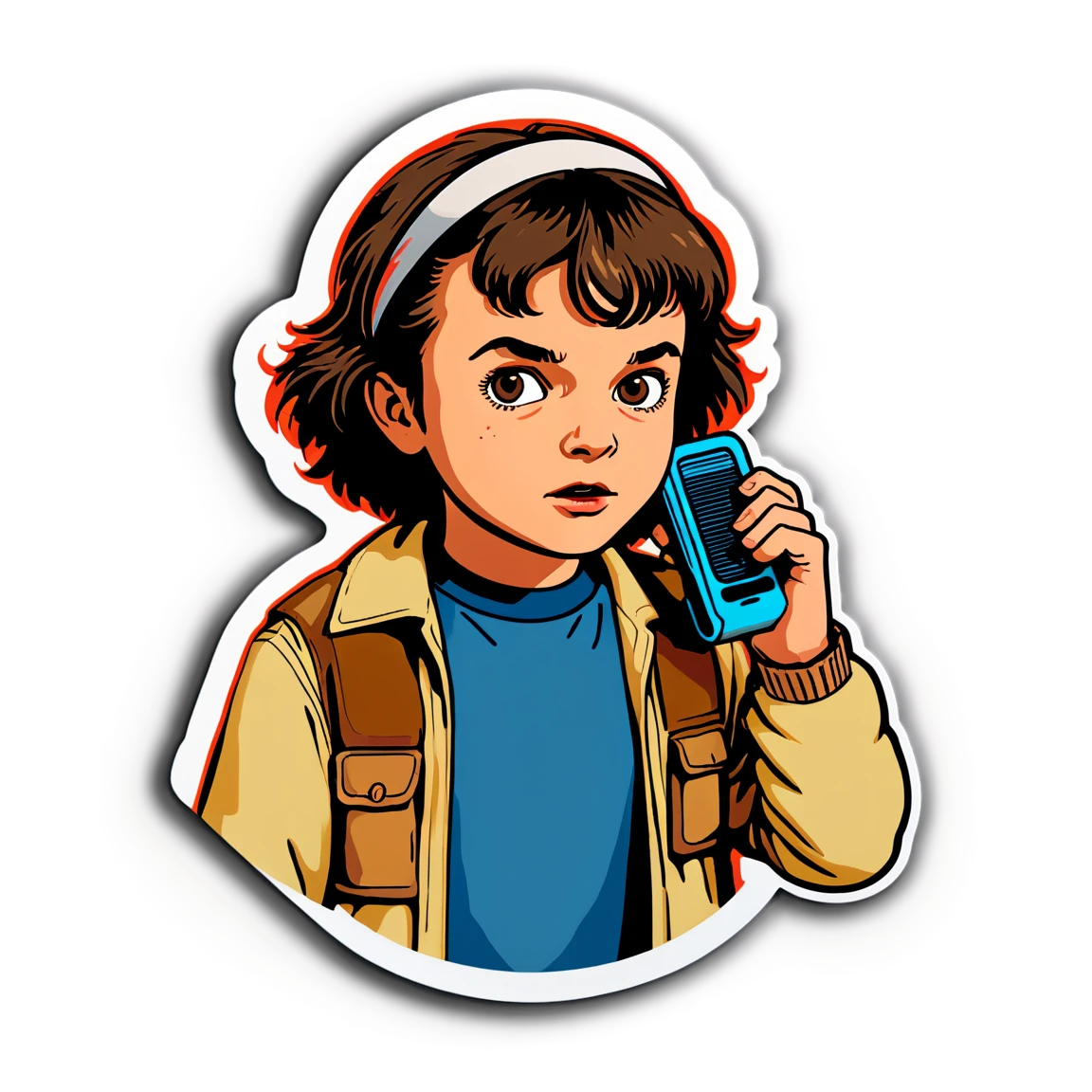 Stranger Things sticker with walkie-talkie, Stranger Things sticker