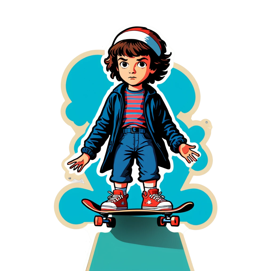 Stranger Things sticker on skateboard, Stranger Things sticker