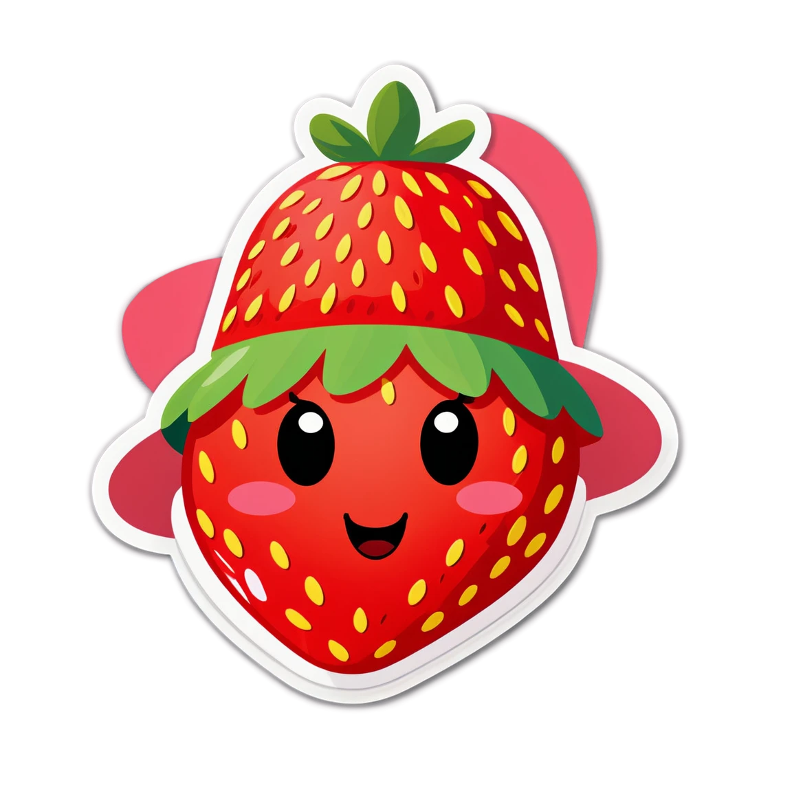 Strawberry with hat, strawberry sticker