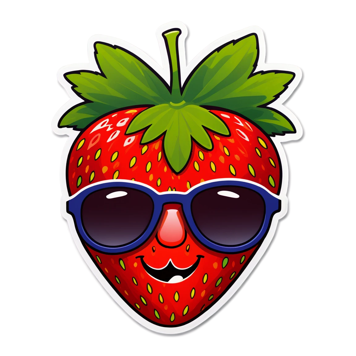 Strawberry wearing sunglasses, strawberry sticker