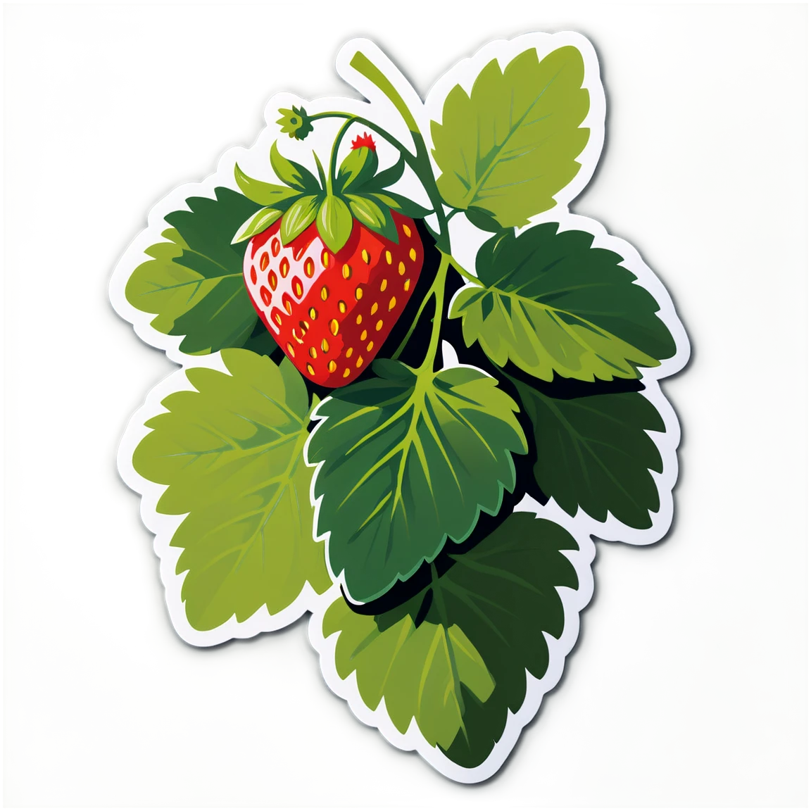 Strawberry on a vine, strawberry sticker