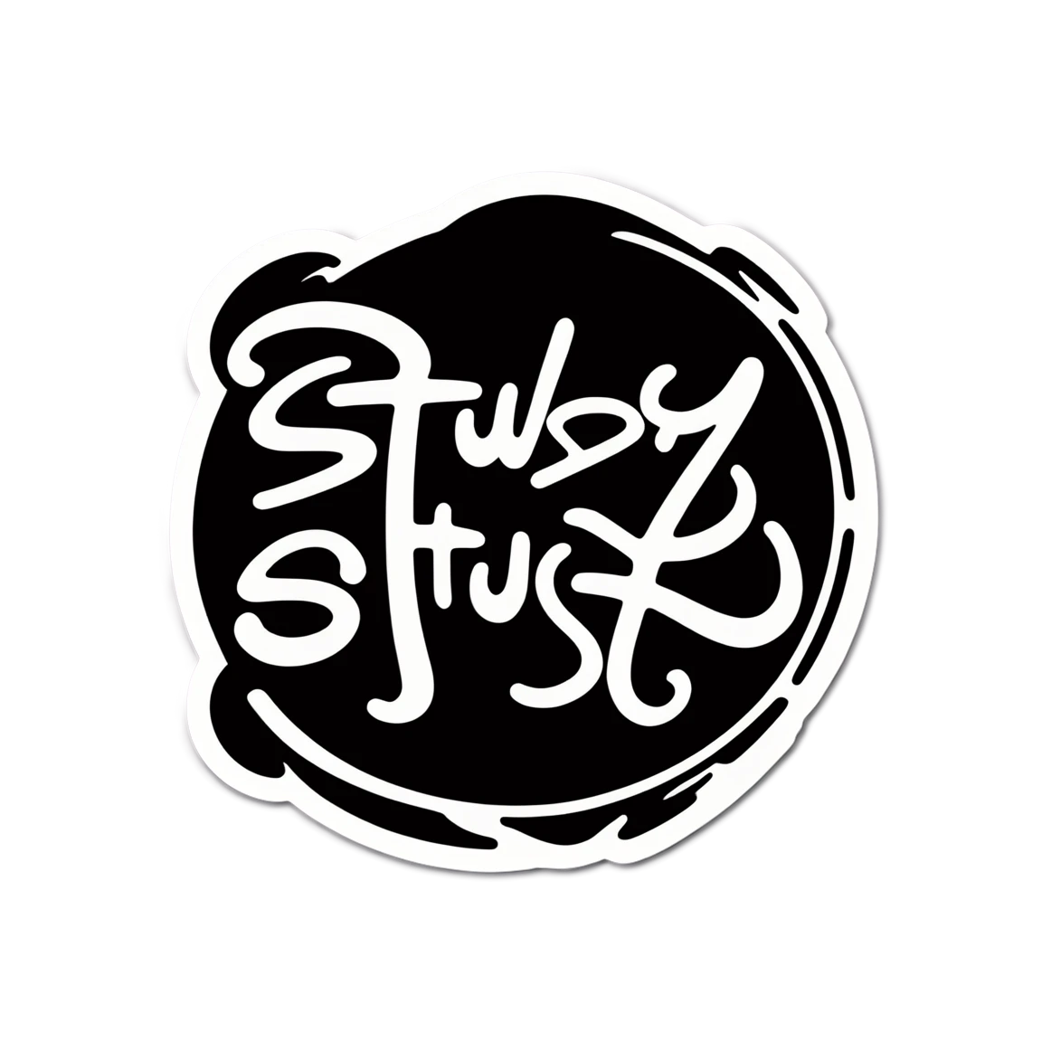 Stussy in black and white, Stussy sticker