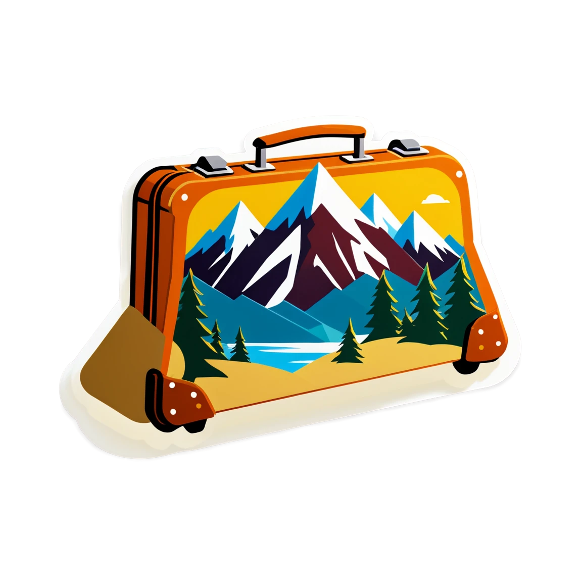 Suitcase with mountain, suitcase sticker