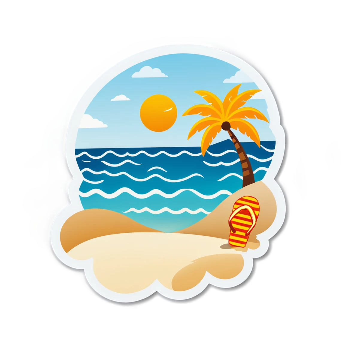 Summer sticker on a sandy beach