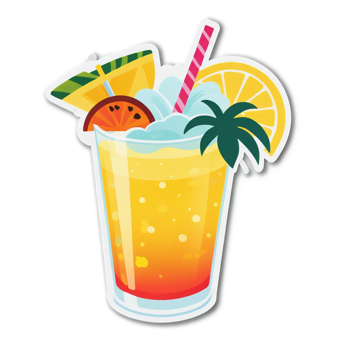 Summer sticker with a tropical drink