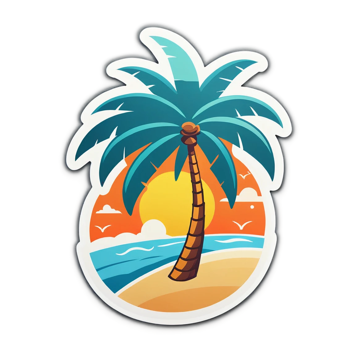 Summer sticker with palm trees