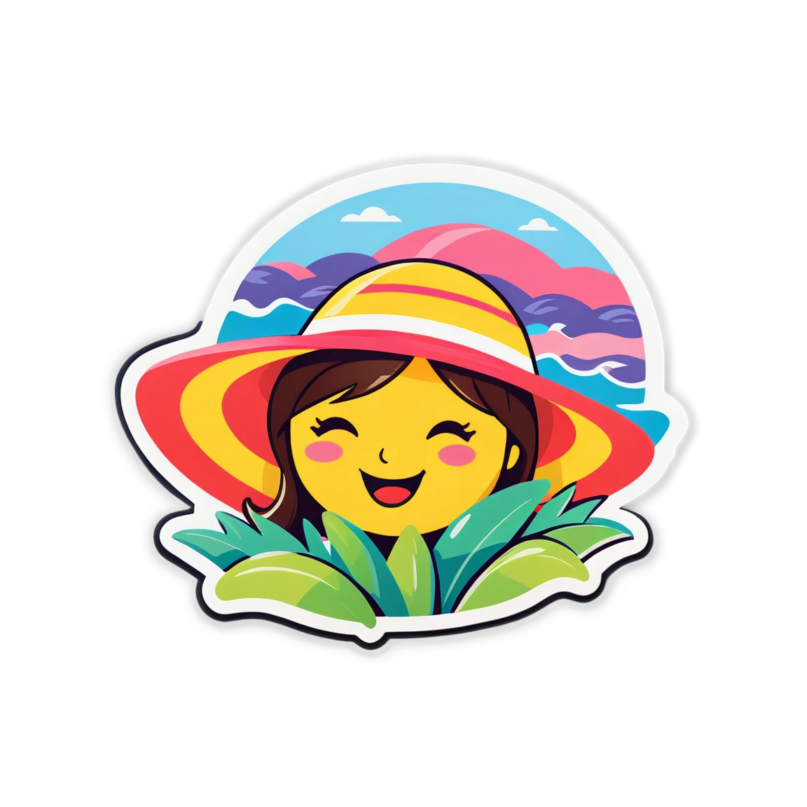 Summer sticker with a sun hat