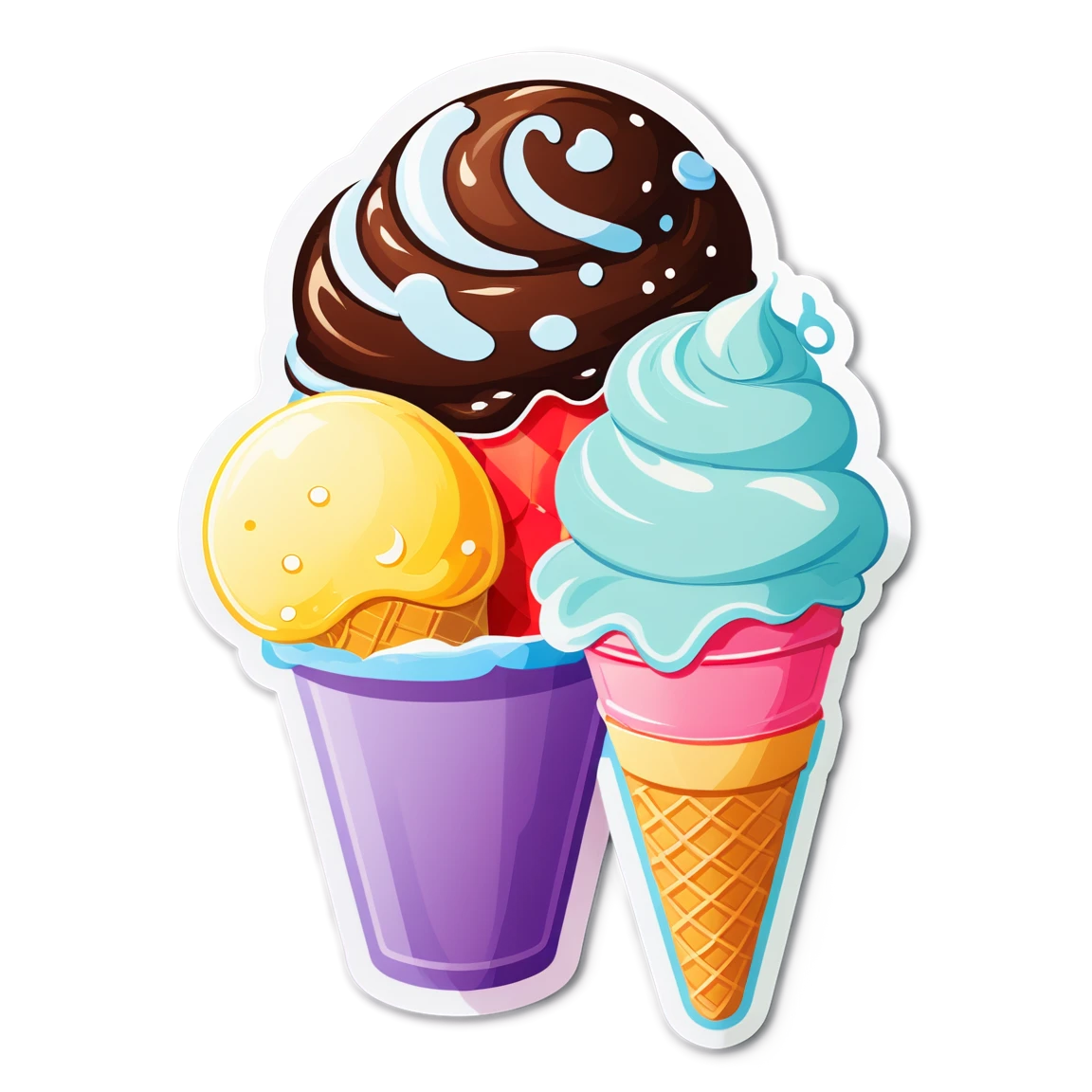 Summer sticker with ice cream