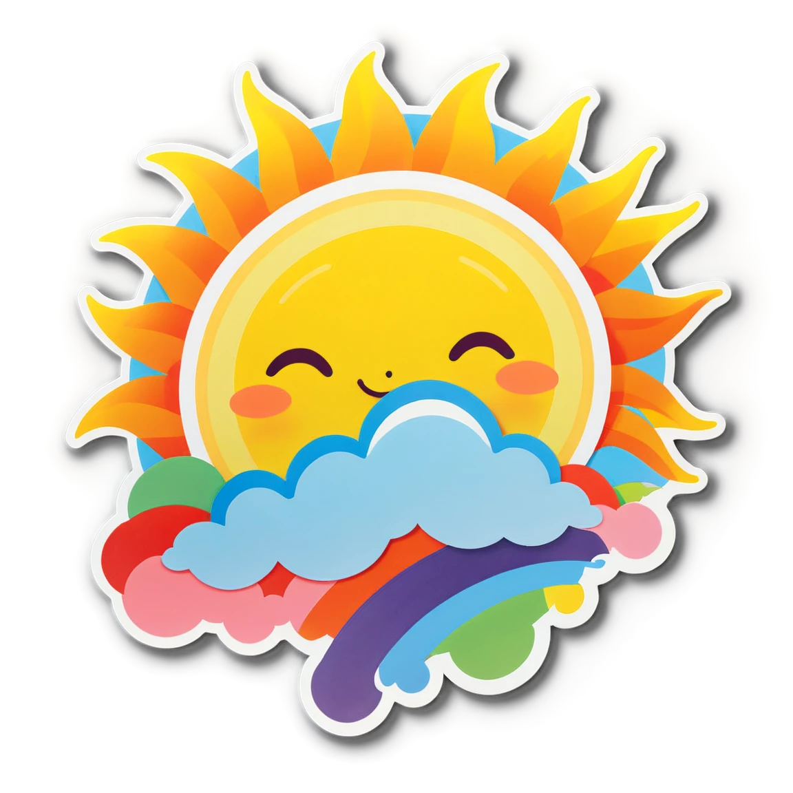 Sun with a rainbow, sun sticker