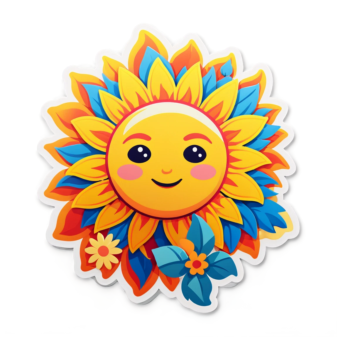 Sun with flowers, sun sticker