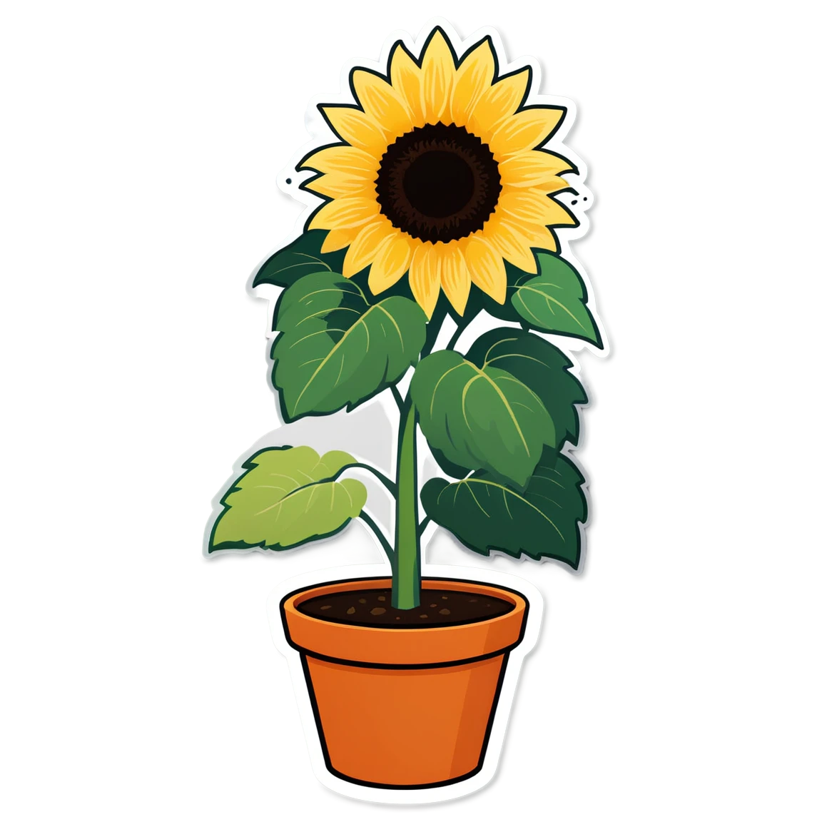 Sunflower in a pot, nature sticker, sunflower sticker