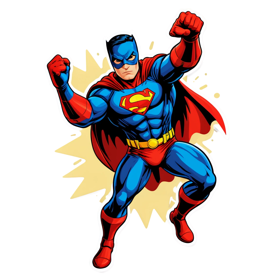 Superhero in an epic pose, superhero sticker