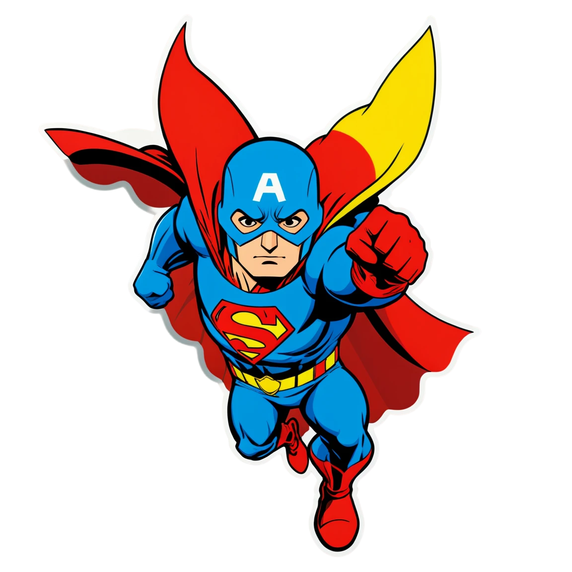 Superhero flying high, superhero sticker