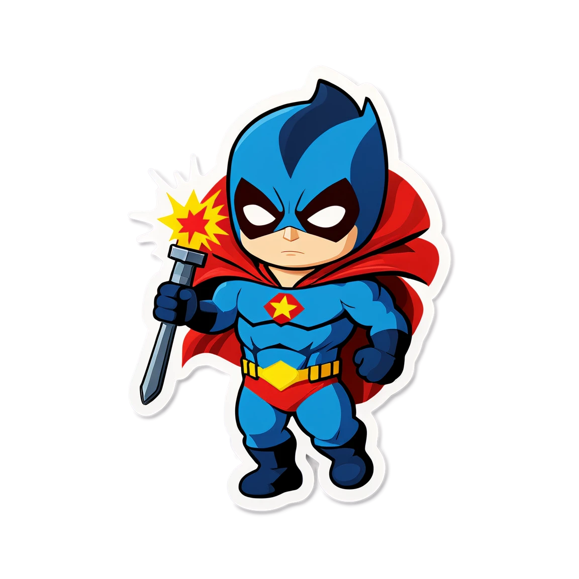 Superhero with a weapon, superhero sticker