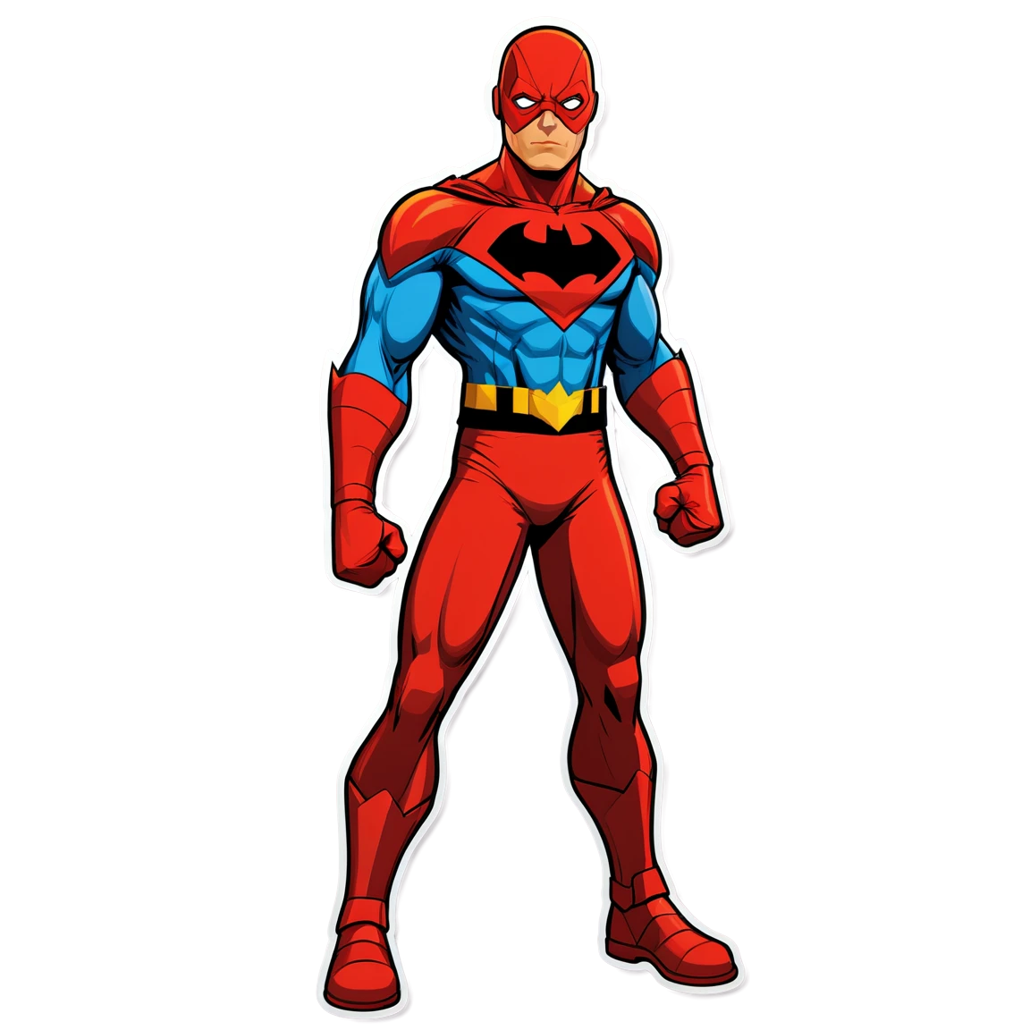 Superhero in combat stance, superhero sticker