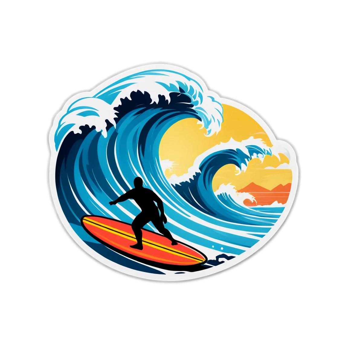 Surf sticker in the ocean, ocean sticker, surf sticker