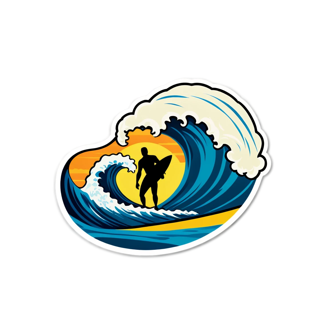 Surf sticker with beach waves, ocean sticker, surf sticker