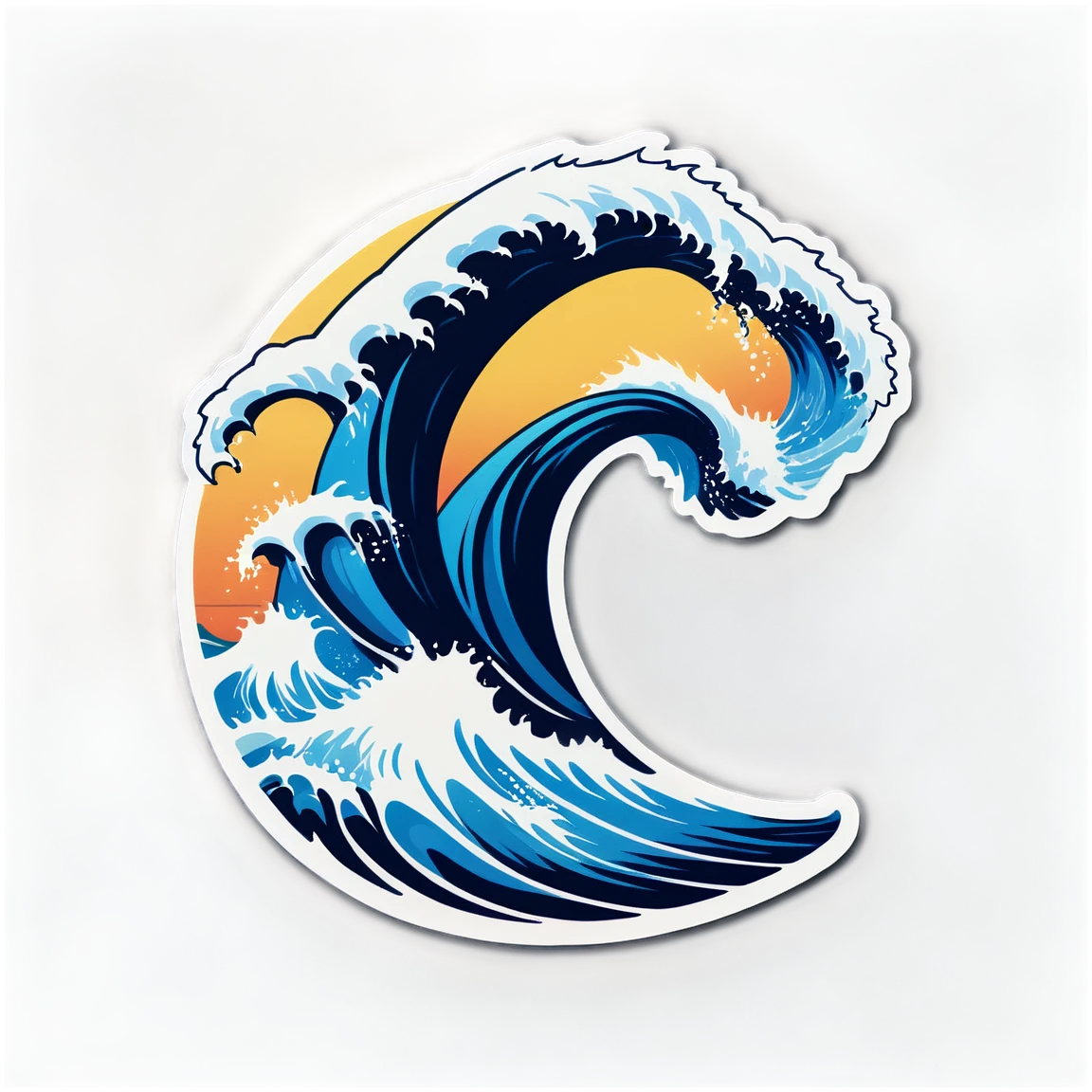 Surf sticker on a wave, ocean sticker, surf sticker