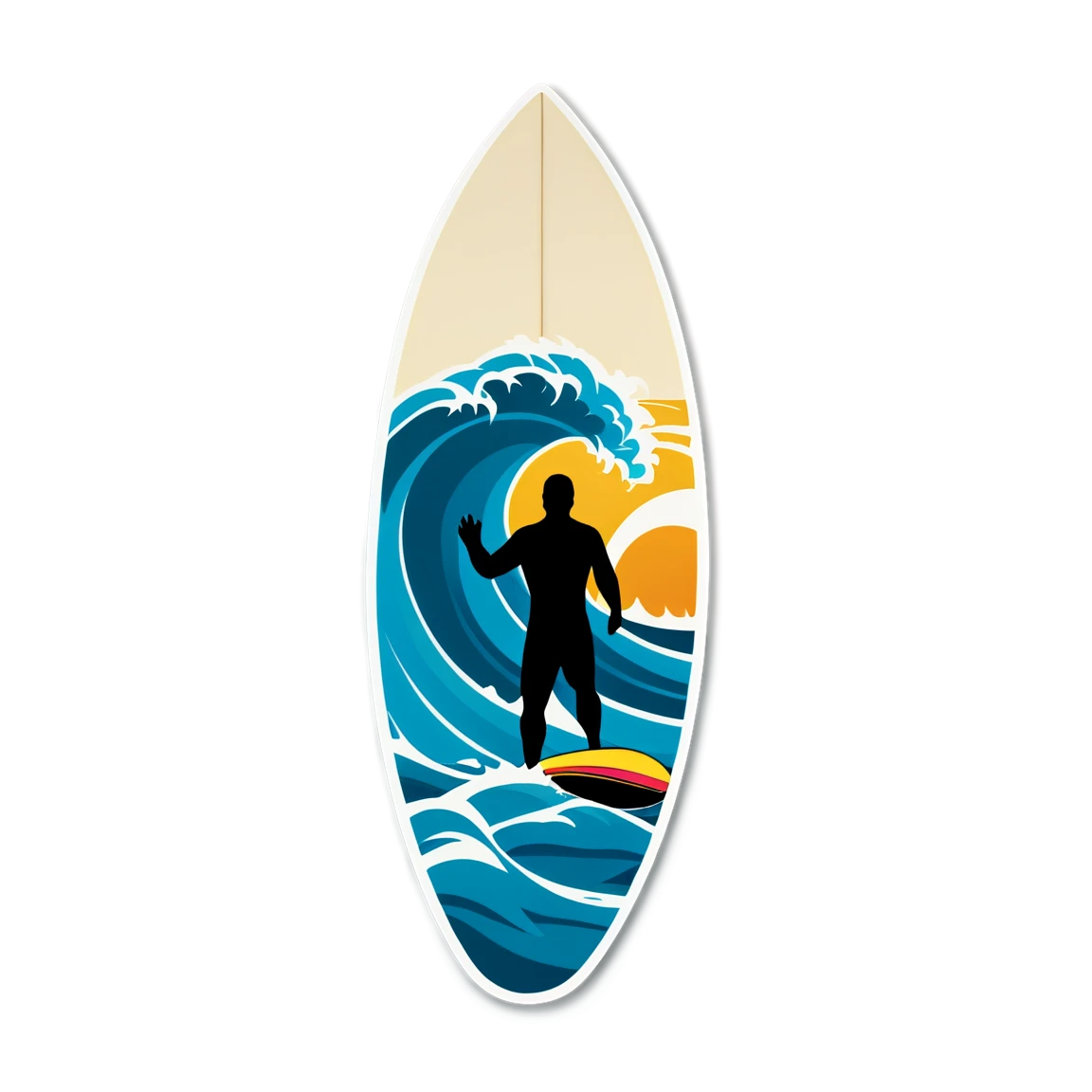 Surfboard with waves, surfboard sticker