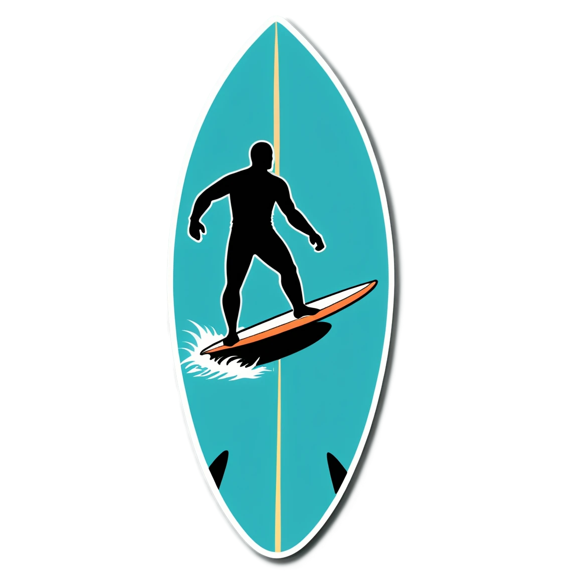 Surfboard with a surfer, surfboard sticker