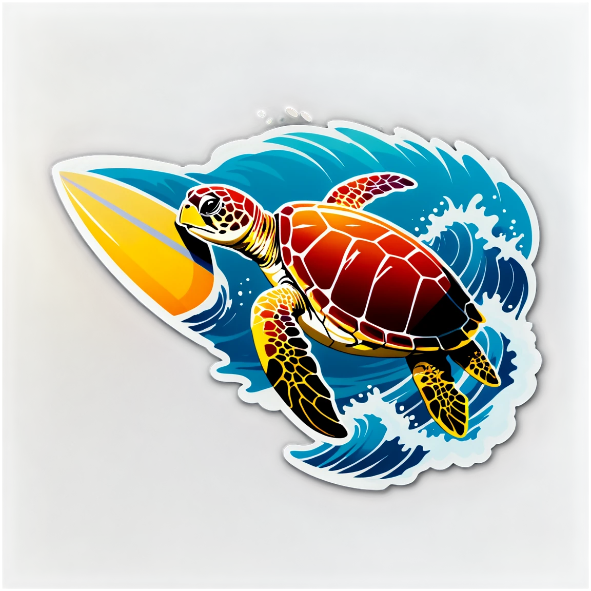 Surfboard with sea turtle, surfboard sticker