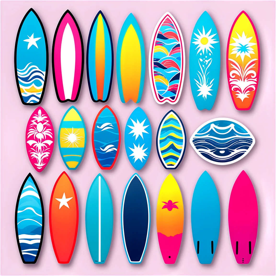 Surfboard colorful designs, surfboard sticker