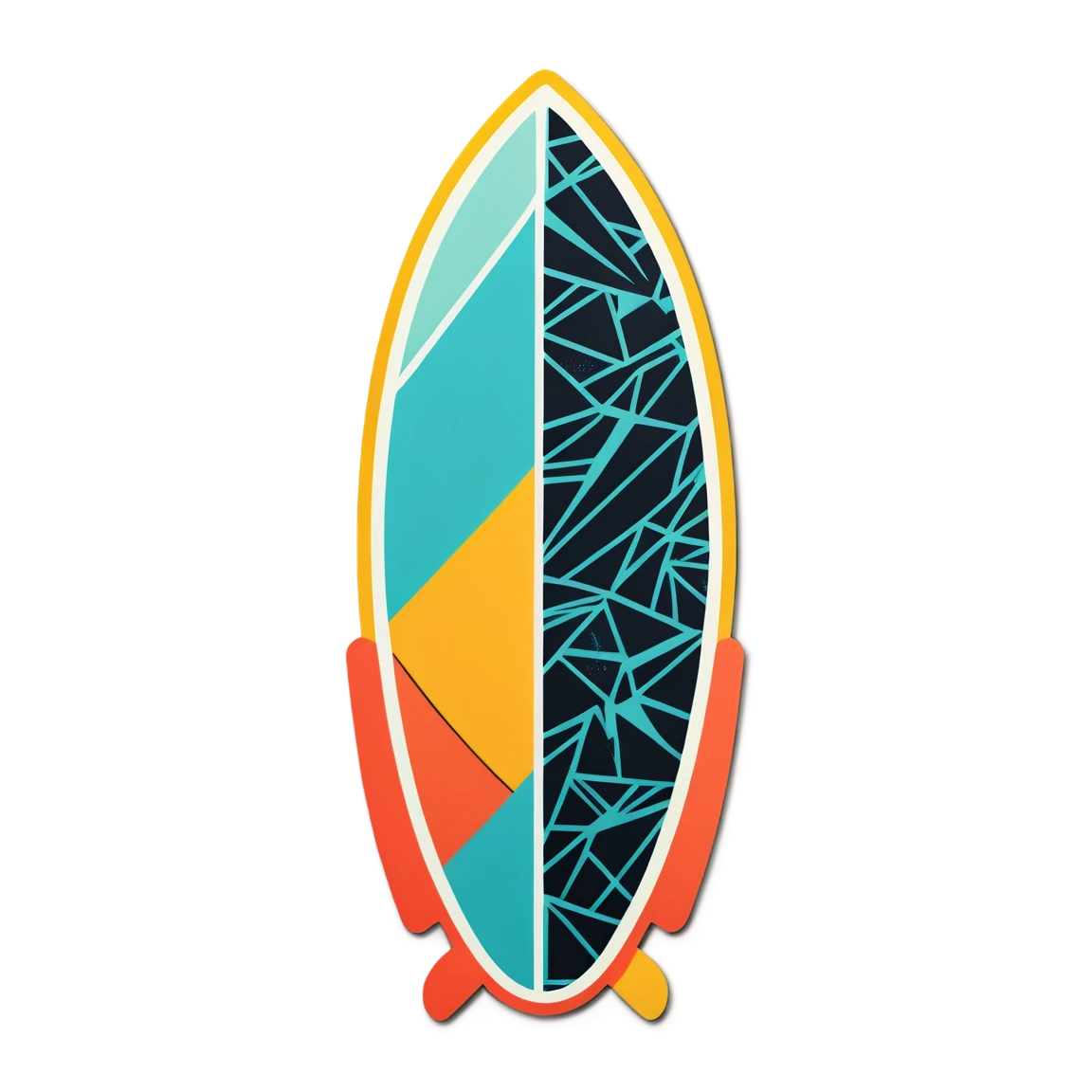 Surfboard with geometric patterns, surfboard sticker