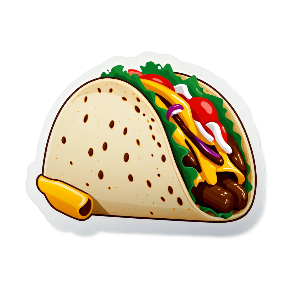 Taco with hard shell, taco sticker